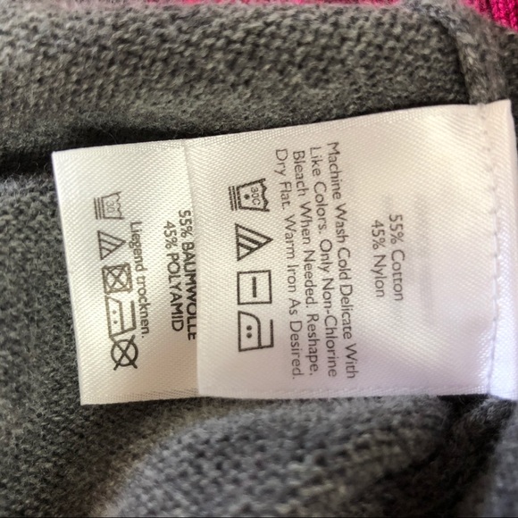 Eddie Bauer New Gray & Pink half Button Front Mock Neck Sweater - Picture 7 of 8
